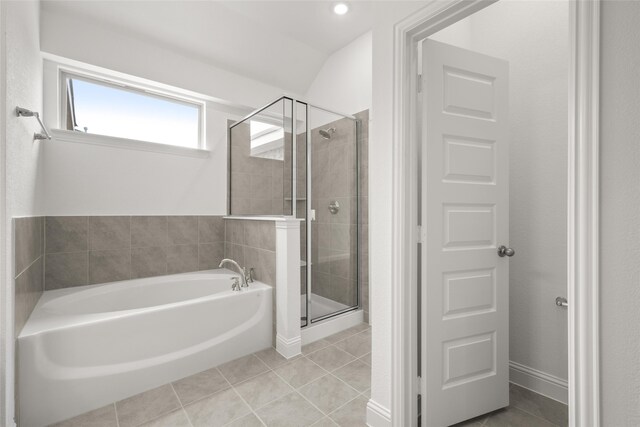 bathroom with vanity, tile patterned flooring, and walk in shower