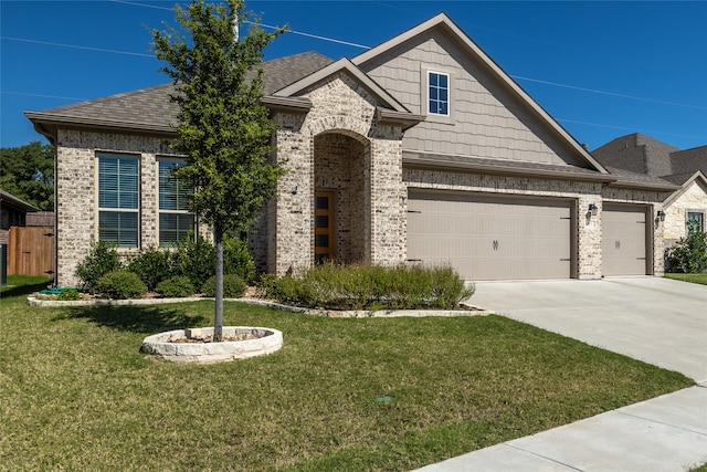 view of front of home with a front lawn