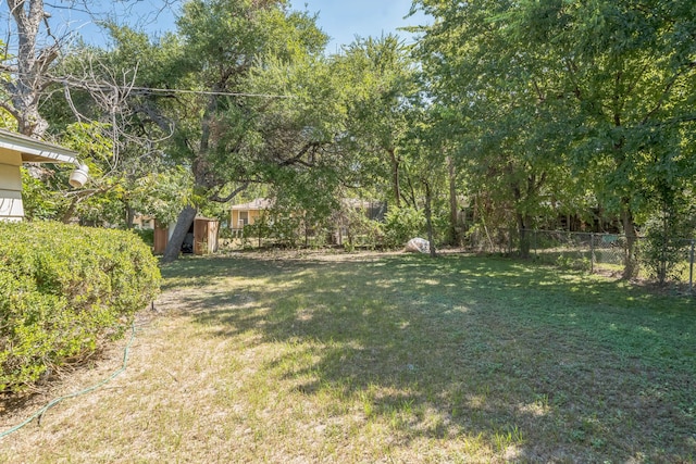 view of yard with a storage shed