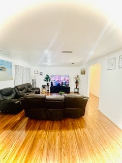 living room with wood-type flooring