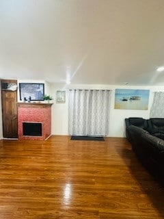 living room with hardwood / wood-style flooring