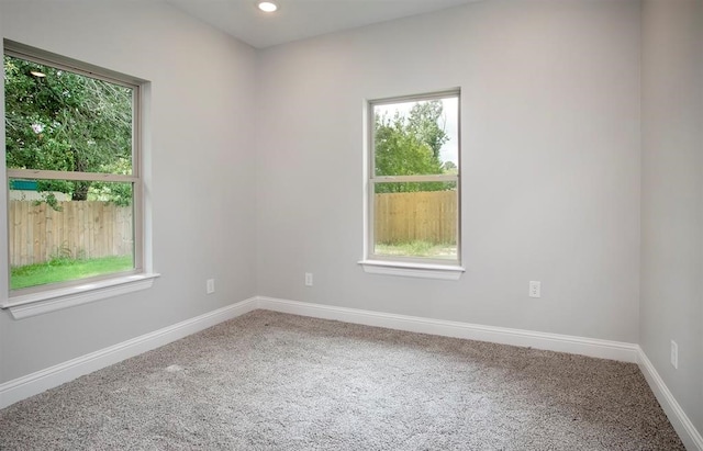 unfurnished room featuring carpet and a wealth of natural light