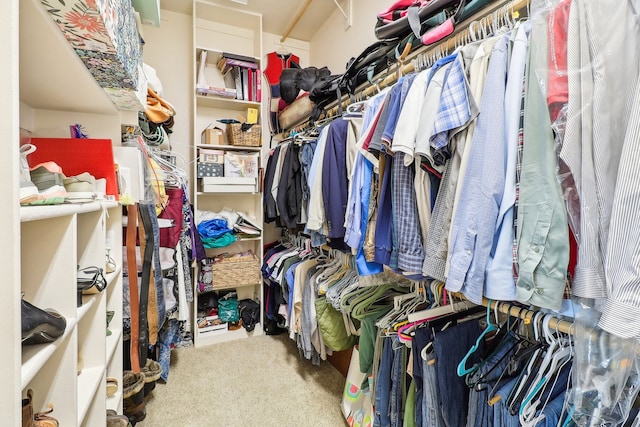 walk in closet with carpet