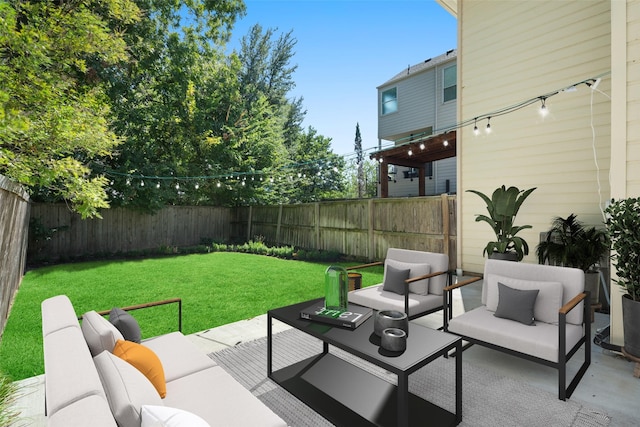 view of patio featuring an outdoor living space