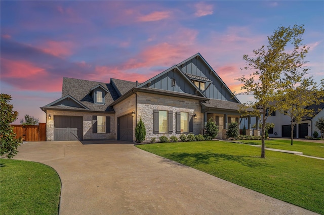 craftsman house with a lawn