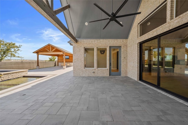 view of patio / terrace with ceiling fan