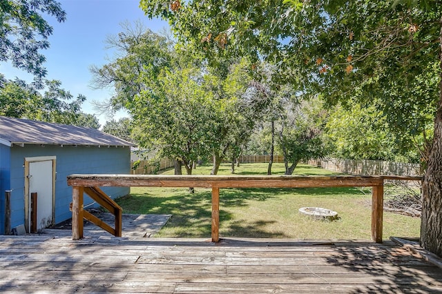 deck featuring a yard