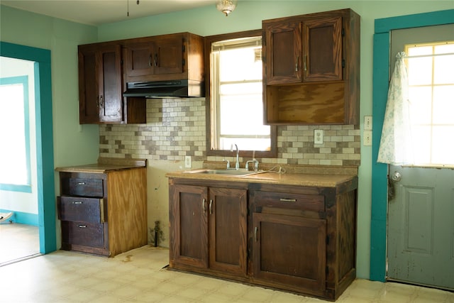 kitchen featuring decorative backsplash and sink