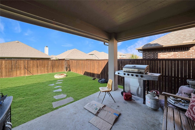 view of patio with a grill