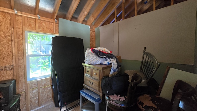 miscellaneous room featuring a healthy amount of sunlight and lofted ceiling