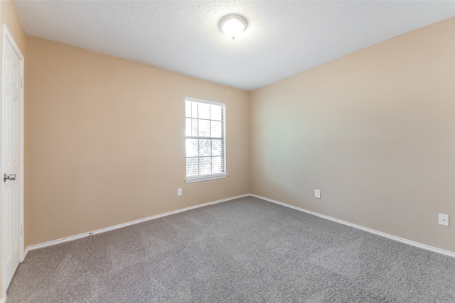 empty room with a textured ceiling and carpet flooring