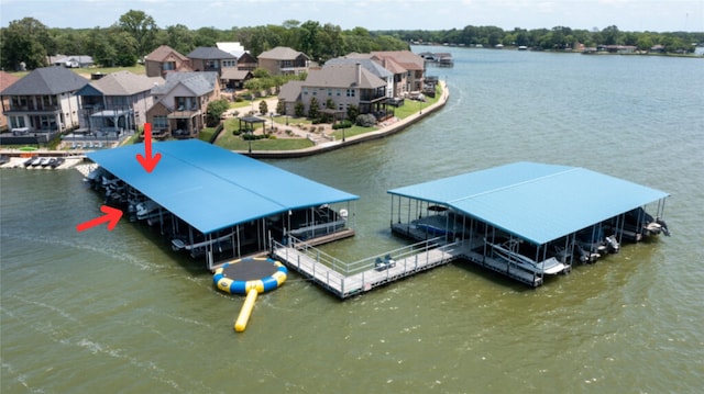 dock area featuring a water view