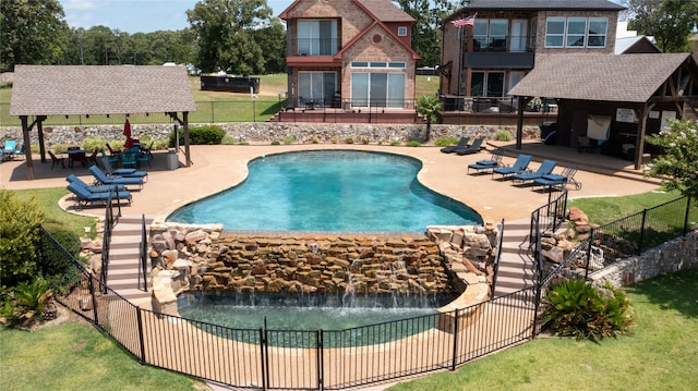 view of pool with a gazebo and a patio