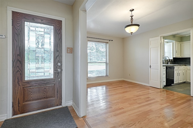 entryway featuring light hardwood / wood-style floors and a wealth of natural light