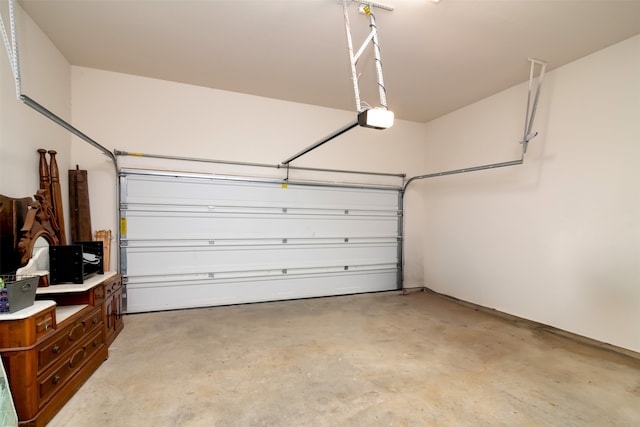 garage with a garage door opener