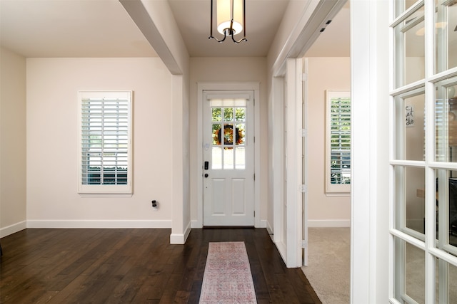 entrance foyer featuring dark hardwood / wood-style flooring