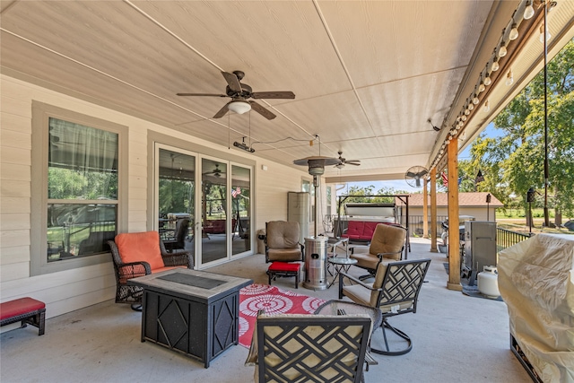 view of patio / terrace with an outdoor hangout area and ceiling fan