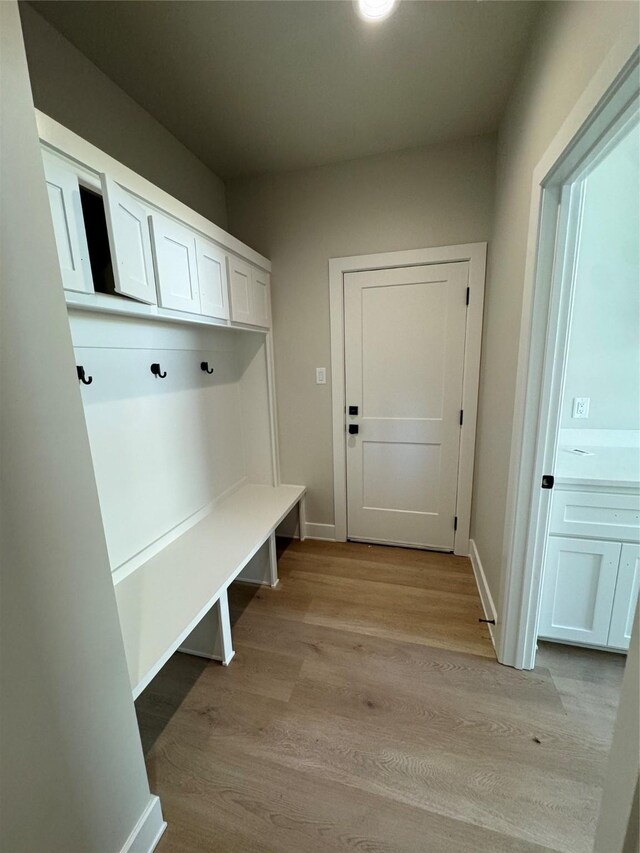 mudroom featuring light hardwood / wood-style floors