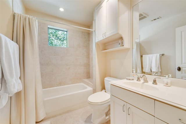 244 Longhorn Trl, Royse City, TX 75189 - full bath featuring toilet, shower / bathtub combination with curtain, vanity, and tile patterned floors