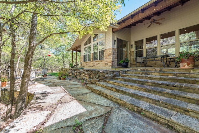 244 Longhorn Trl, Royse City, TX 75189 - view of side of property featuring a patio and a ceiling fan