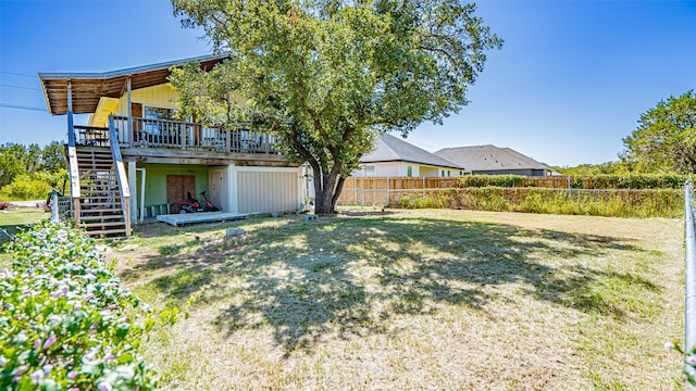 view of yard with a deck