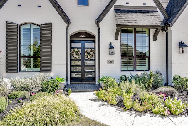 doorway to property with french doors