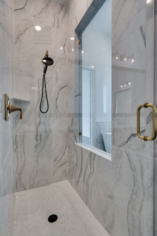 6709 Elderberry Way, Flower Mound, TX 76226 - bathroom featuring a marble finish shower