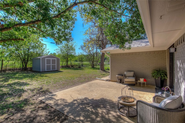 view of patio / terrace with a storage unit