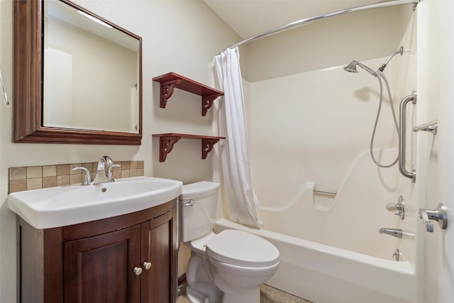 full bathroom featuring vanity, toilet, and shower / bath combo with shower curtain