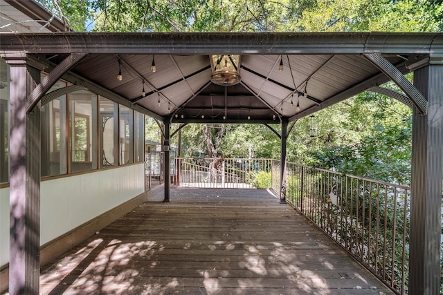 wooden deck featuring a gazebo