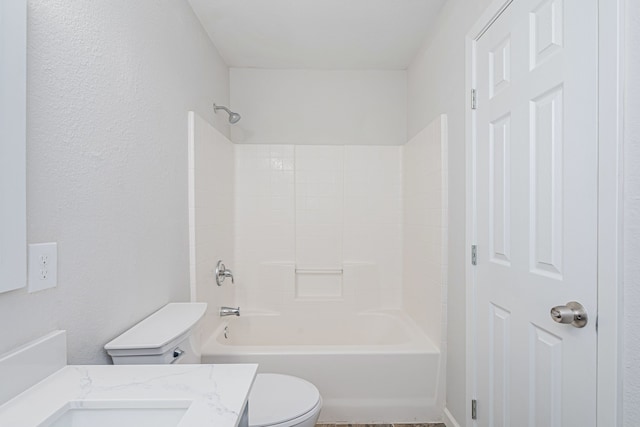 full bathroom featuring vanity, toilet, and shower / bathing tub combination