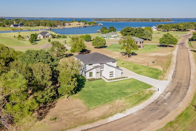 bird's eye view featuring a water view