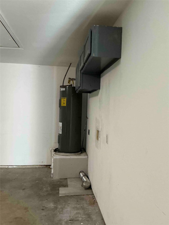 garage featuring electric water heater