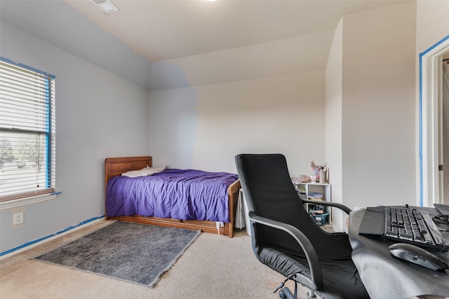 bedroom with multiple windows and carpet