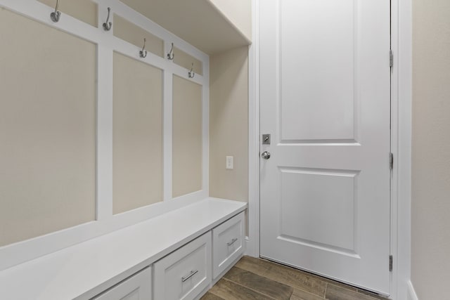 mudroom featuring dark hardwood / wood-style floors