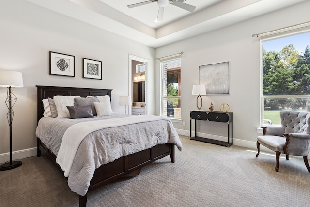 bedroom featuring carpet flooring and ceiling fan