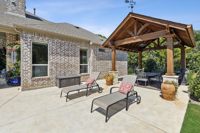 view of patio featuring a gazebo