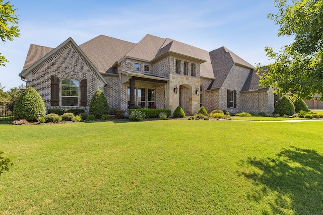 view of front of property featuring a front yard