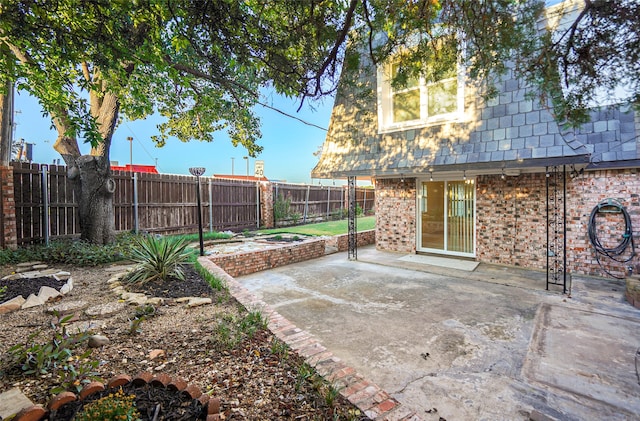 view of yard with a patio area and a fenced backyard