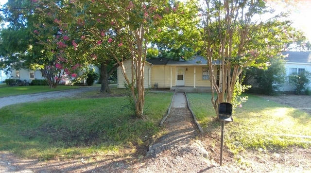 obstructed view of property featuring a front yard