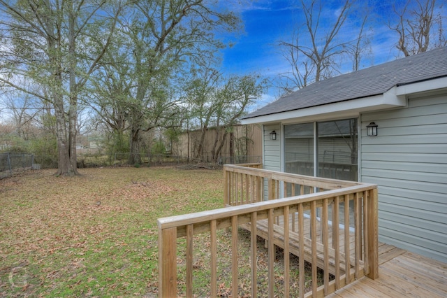 view of yard with a wooden deck