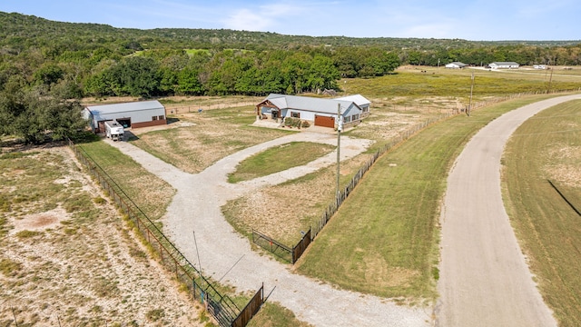 bird's eye view with a rural view