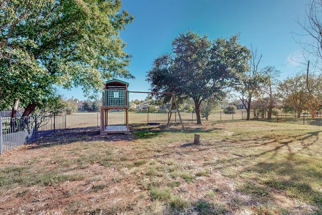 view of yard with a playground