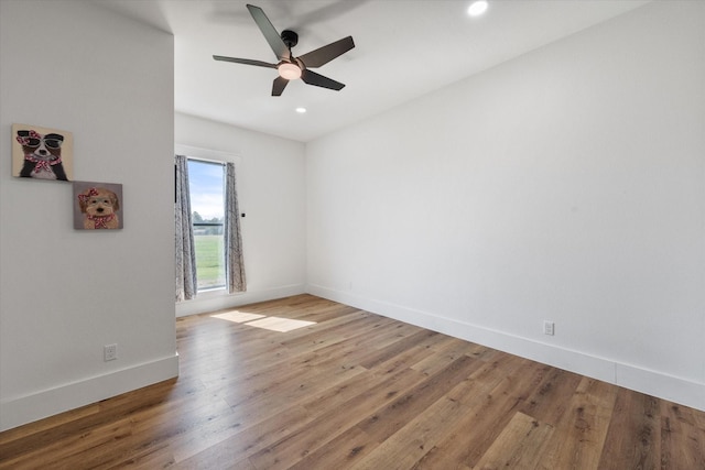 14098 County Road 2858, Eustace, TX 75124 - spare room with recessed lighting, baseboards, ceiling fan, and wood finished floors