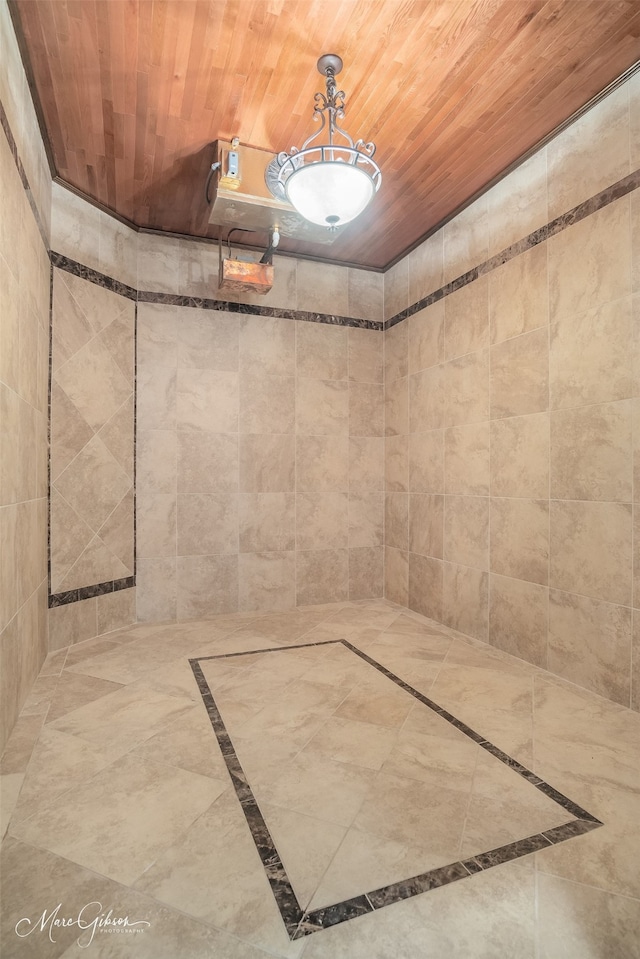 bathroom featuring wooden ceiling