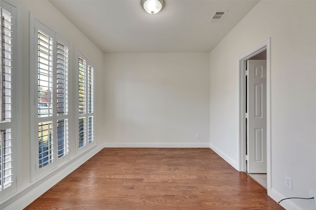 spare room featuring wood-type flooring