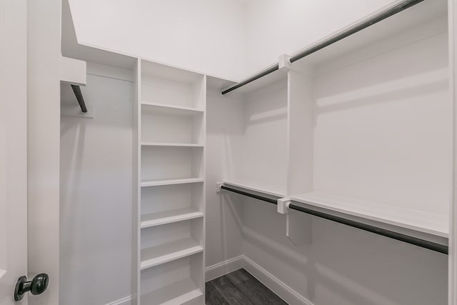 walk in closet featuring dark hardwood / wood-style flooring