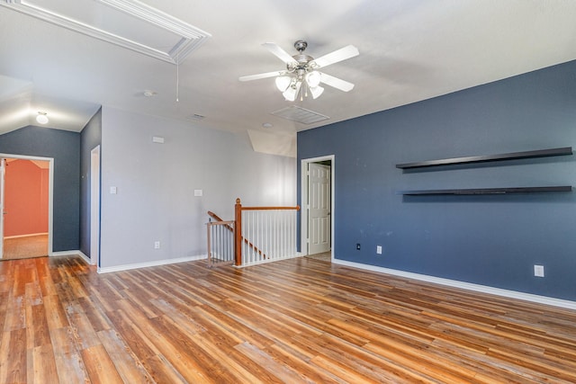 unfurnished room featuring ceiling fan and light wood-type flooring