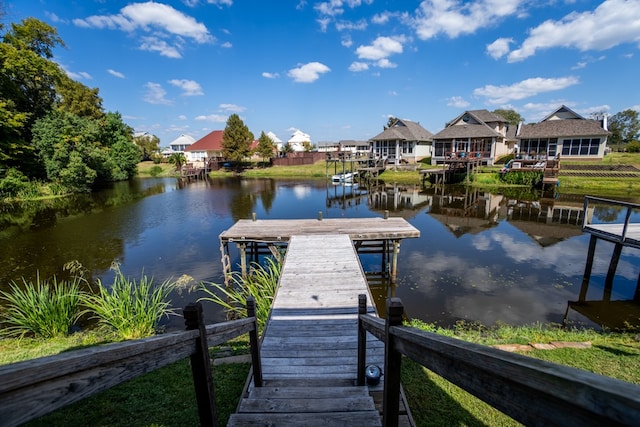 view of dock featuring a water view