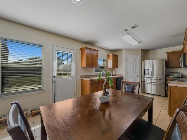 view of tiled dining space